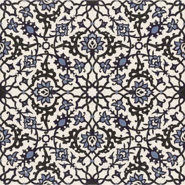 ECHANTILLON (taille variable) de Carrelage azulejos fleurs bleues ORLY DECO 44x44 cm