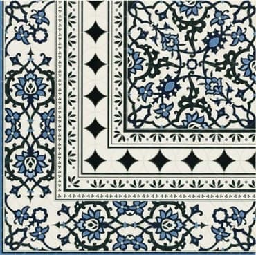ECHANTILLON (taille variable) de Carrelage azulejos fleurs bleues ORLY DECO ESQUINA (angle) 44x44 cm - unité