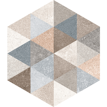 Carrelage hexagonal tomette décor 23x26.6cm FINGAL -   - Echantillon