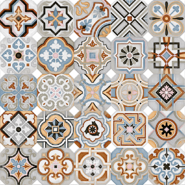 ECHANTILLON (taille variable) de Carrelage octogonal décoré 20x20 mat et cabochons MUSICHALLS