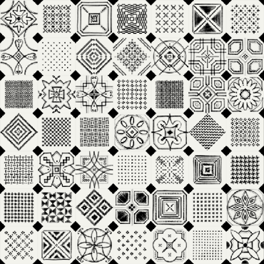ECHANTILLON (taille variable) de Carrelage octogonal décoré 20x20 mat et cabochons VARIETTE