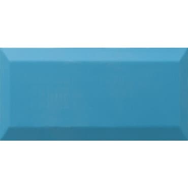 ECHANTILLON (taille variable) de Carrelage Métro biseauté Teal bleu céruléen brillant 10x20 cm
