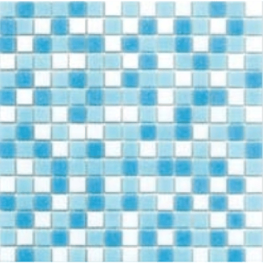 ECHANTILLON (taille variable) de Mosaique piscine Mix Blanc Bleu Swimming 32.7x32.7 cm