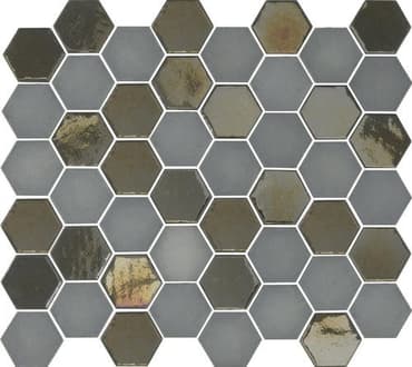 ECHANTILLON (taille variable) de Mosaique mini tomette hexagonale grise 33x29.8cm SIXTIES GREY
