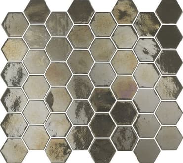 ECHANTILLON (taille variable) de Mosaique mini tomette hexagonale marron gris 33x29.8cm SIXTIES PEARL TAUPE