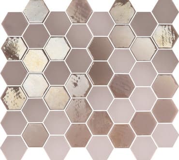 Mosaique mini tomette hexagonale rose 33x29.8cm SIXTIES PINK -   - Echantillon