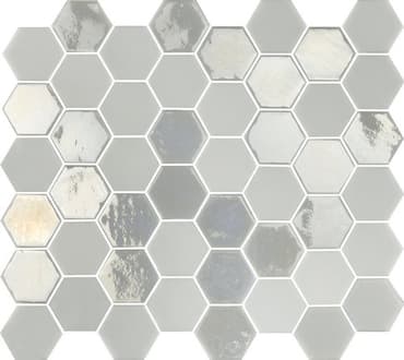 ECHANTILLON (taille variable) de Mosaique mini tomette hexagonale blanc ivoire nacré 33x29.8cm SIXTIES WHITE