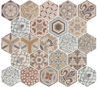 Carrelage hexagonal 17.5x20 Tomette Harmony Colours 21356    - Echantillon