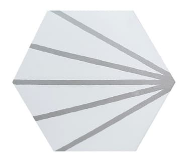 ECHANTILLON (taille variable) de Tomette blanche à rayure grise motif dandelion MERAKI LINE GRIS 19.8x22.8 cm