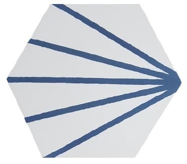 ECHANTILLON (taille variable) de Tomette blanche à rayure bleu motif dandelion MERAKI LINE AZUL 19.8x22.8 cm