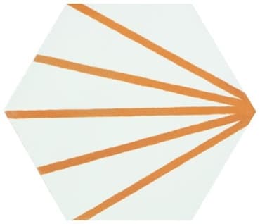 Tomette blanche à rayure orange motif dandelion MERAKI LINE MOSTAZA 19.8x22.8 cm -   - Echantillon