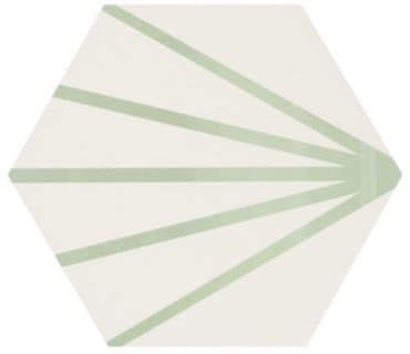 ECHANTILLON (taille variable) de Tomette blanche à rayure verte motif dandelion MERAKI LINE VERDE 19.8x22.8 cm
