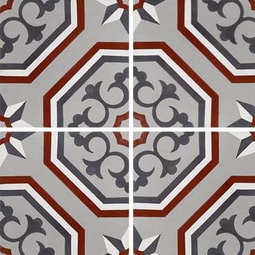 ECHANTILLON (taille variable) de Carreau de ciment véritable motif floral arabesque 20x20 cm ref7340-2