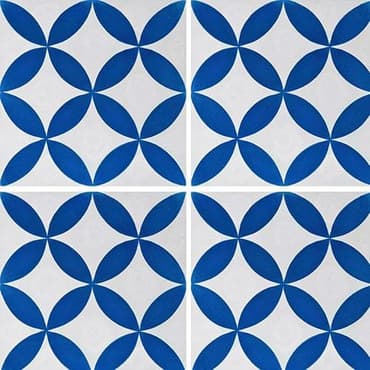 ECHANTILLON (taille variable) de Carreau de ciment véritable Quatre-feuilles bleu 20x20 cm ref7180-2