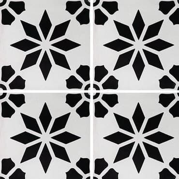 ECHANTILLON (taille variable) de Carreau de ciment décor étoile fleur noire 20x20 cm ref7190-3