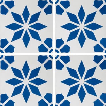 ECHANTILLON (taille variable) de Carreau de ciment décor étoile fleur bleue 20x20 cm ref7190-2