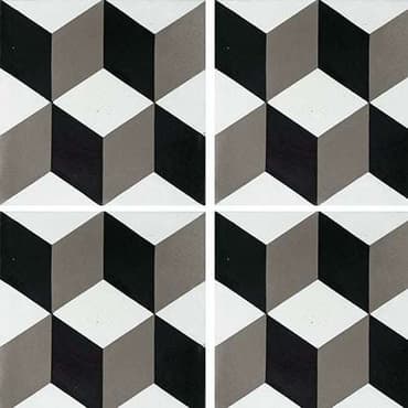 Carreau de ciment CUBE noir et blanc géométrique 20x20 cm ref7290-3 -   - Echantillon