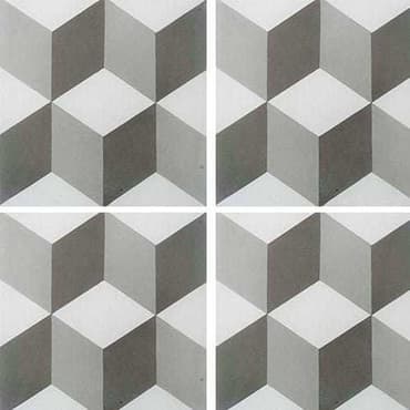 Carreau de ciment CUBE gris et blanc géométrique 20x20 cm ref7290-2 -   - Echantillon