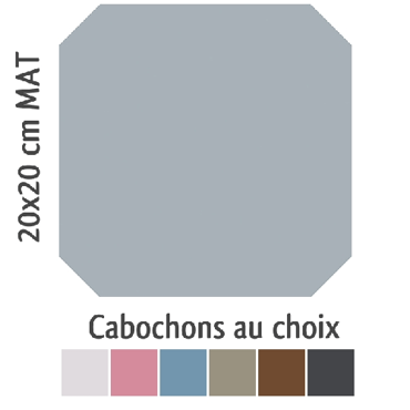 Carrelage octogonal 20x20 gris mat et cabochons CABARET GRIS HUMO -   - Echantillon