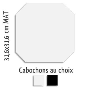 ECHANTILLON (taille variable) de Carrelage octogonal 31.6x31.6 blanc mat et cabochons MONOCOLOR ALASKA