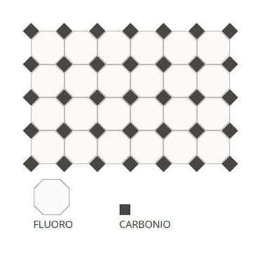 ECHANTILLON (taille variable) de Carrelage 10x10 mat octogone blanc Fluoro avec cabochons