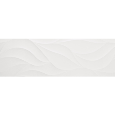 ECHANTILLON (taille variable) de Faience unie blanche en relief satinée 33.3x100 cm WIND NITRA