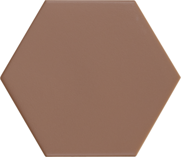 Carrelage uni hexagonal couleur marron chocolat sans motifs adapté pour un design moderne et épuré