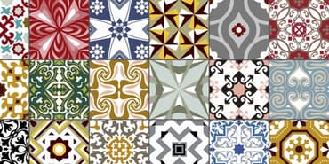 Carreau de ciment motifs variés terracotta et autres couleurs sans dimension visible