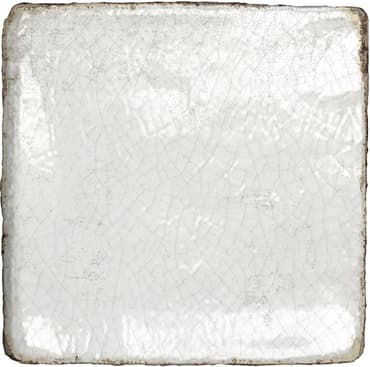 Carrelage Zellige blanc craquelé texture brillante sans motifs taille 10x10 cm