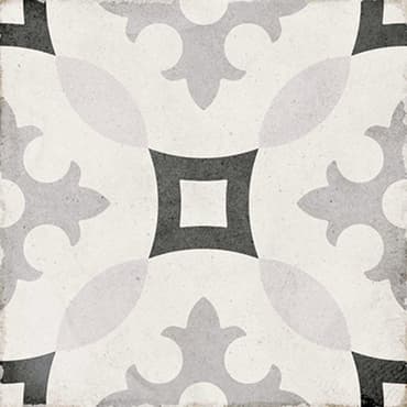 Carreau de ciment gris motifs géométriques et floraux 20x20 cm