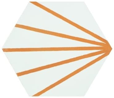 Tomette blanche à rayure orange motif dandelion MERAKI LINE MOSTAZA 19.8x22.8 cm - 0.84m²