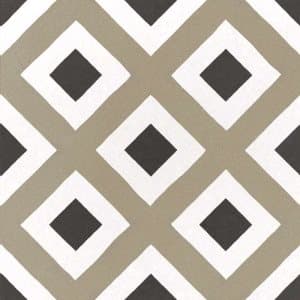Carreau de ciment couleur or avec motifs géométriques gris et blancs, 20x20 cm
