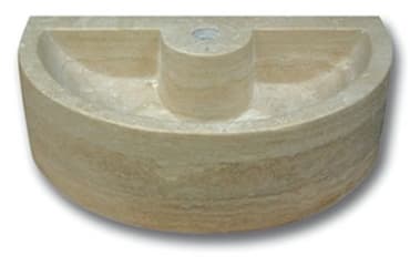 Demi vasque pierre travertin beige avec trou de robinet 42x26x12 cm