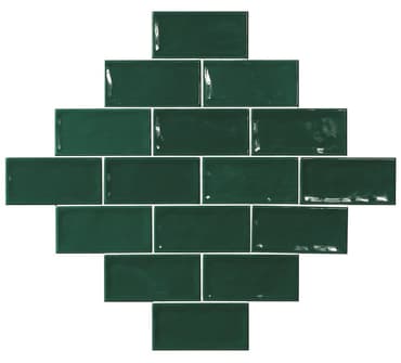 Carrelage uni vert émeraude brillant sans motifs taille 7,5x15 cm