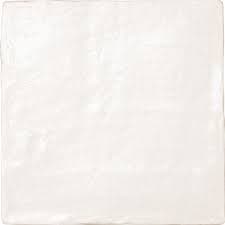 Carrelage Zellige blanc uni brillant sans motifs 10x10 cm