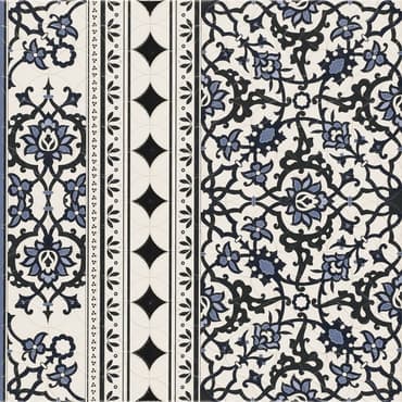 Carrelage azulejos fleurs bleues ORLY DECO CENEFA (bordure) 44x44 cm - 1.37m²