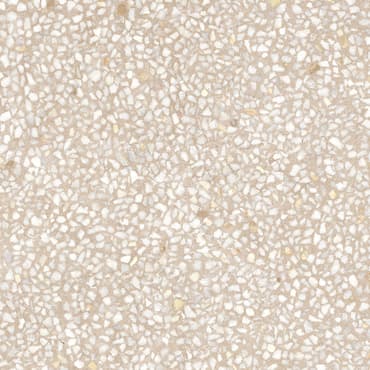 Carrelage Terrazzo beige avec éclats de marbre blancs et nuances marron, format 80x80 cm
