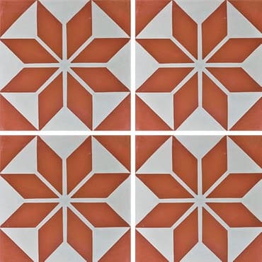 Carreau de ciment décor étoile rouge orangé 20x20 cm ref7070-3 - 0.48m²