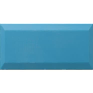 Carrelage Métro biseauté Teal bleu céruléen brillant 10x20 cm - 1m²