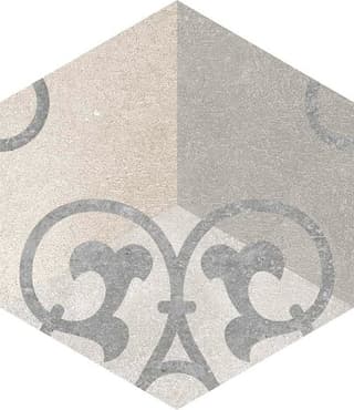 Carrelage hexagonal tomette vieillie décor arabesque 23x26.6cm KUNASHIR - 0.504m²