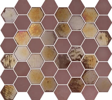 Mosaique mini tomette hexagonale rouge bordeaux 33x29.8 cm SIXTIES BURGUNDY - 1m²