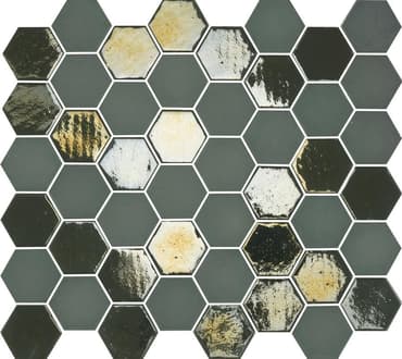 Mosaique mini tomette hexagonale vert scarabée 33x29.8 cm SIXTIES KAKHI - 1m²