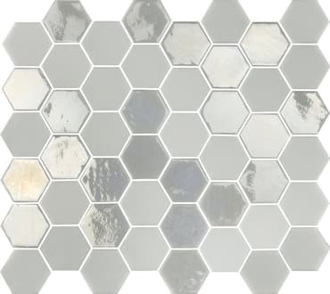 Mosaique mini tomette hexagonale blanc ivoire nacré 33x29.8cm SIXTIES WHITE- 1m²
