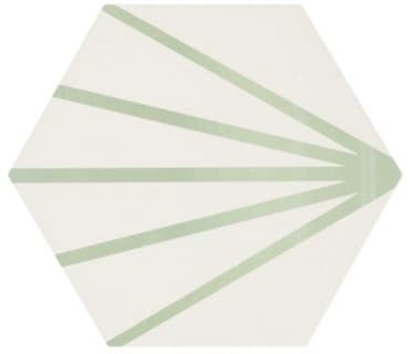 Tomette blanche à rayure verte motif dandelion MERAKI LINE VERDE 19.8x22.8 cm - 0.84m²