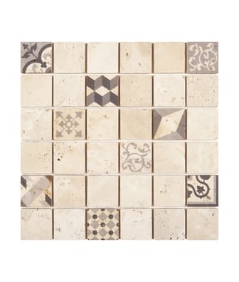 MOSAIQUE 4,8X4,8 TRAVERTIN BEIGE DECOR MONOCOLOR 30.5 x 30.5 - 1 unité