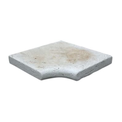 Margelle Angle rentrant travertin beige vieilli - Margelle piscine - As de Carreaux