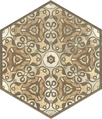Carrelage hexagonal imitation terre - Décors mix- 25x29 cm TERRE STAMP HEXAGONE- 0.935m²