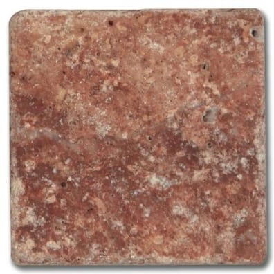Parement pierre naturelle Carrelage pierre Travertin vieilli rouge 10x10 cm - 0.5m² - As de Carreaux