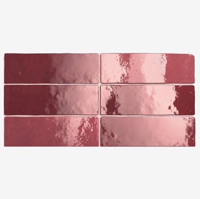 Esprit zellige Carrelage effet zellige 6.5x20 ARTISAN ROUGE BURGUNDY 24467 - 0.5m² - As de Carreaux