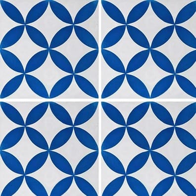 Carreaux de ciment véritables Carreau de ciment véritable Quatre-feuilles bleu 20x20 cm ref7180-2 - 0.48m² - As de Carreaux